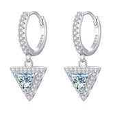 Handmade Sterling Silver Earrings Moissanite Triangle Dangles With Gift Wrapped Box For Her Woman Wife Girlfriend Daughter Present For Birthday Valentine Wedding Anniversary
