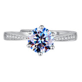 Handmade Sterling Silver Ring Six Prong Moissanite Pavé Setting Proposal Solitaire With Gift Wrapped Box For Her Woman Wife Girlfriend Present For Engagement Birthday Valentine Anniversary