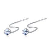 Handmade Sterling Silver Earrings Moissanite Long Tassel Drop Studs With Gift Wrapped Box For Her Woman Wife Girlfriend Daughter Present For Birthday Valentine Wedding Anniversary