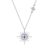 Handmade Sterling Silver Necklace Polaris Moissanite Pendant With Gift Wrapped Box For Her Woman Wife Girlfriend Daughter Present For Birthday Valentine Wedding Anniversary