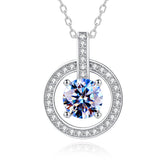 Handmade Sterling Silver Necklace Circle Halo Moissanite Pendant With Gift Wrapped Box For Her Woman Wife Girlfriend Daughter Present For Birthday Valentine Wedding Anniversary