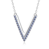 Handmade Sterling Silver Necklace Minimalist V Shape Moissanite Pendant With Gift Wrapped Box For Her Woman Wife Girlfriend Daughter Present For Birthday Valentine Wedding Anniversary