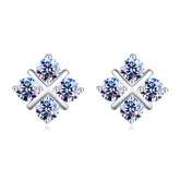 Handmade Sterling Silver Earrings Rhombus Moissanite Dangle With Gift Wrapped Box For Her Woman Wife Girlfriend Daughter Present For Birthday Valentine Wedding Anniversary