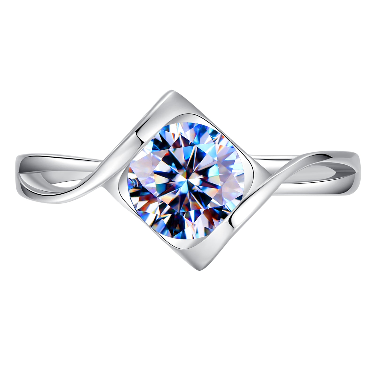 Handmade Sterling Silver Ring Heart Shape Moissanite Proposal Solitair