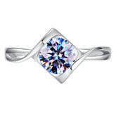 Handmade Sterling Silver Ring Heart Shape Moissanite Proposal Solitaire With Gift Wrapped Box For Her Woman Wife Girlfriend Present For Engagement Birthday Valentine Wedding Anniversary