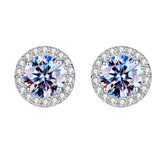 Handmade Sterling Silver Earrings Moissanite Pave Setting Studs With Gift Wrapped Box For Her Woman Wife Girlfriend Daughter Present For Birthday Valentine Wedding Anniversary