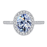Handmade Sterling Silver Ring 2.0ct Oval Shape Moissanite Pavé Setting Proposal Solitaire With Gift Wrapped Box For Her Woman Wife Girlfriend Engagement Birthday Valentine Anniversary