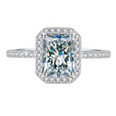 Handmade Sterling Silver Ring 2.0ct Oval Shape Moissanite Pavé Setting Proposal Solitaire With Gift Wrapped Box For Her Woman Wife Girlfriend Engagement Birthday Valentine Anniversary