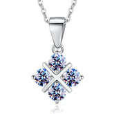 Handmade Sterling Silver Necklace Rhombus Moissanite Pendant With Gift Wrapped Box For Her Woman Wife Girlfriend Daughter Present For Birthday Valentine Wedding Anniversary