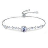 Handmade Sterling Silver Galaxy Bracelet Moissanite With Gift Wrapped Box For Her Woman Wife Girlfriend Daughter Present For Birthday Valentine Wedding Anniversary