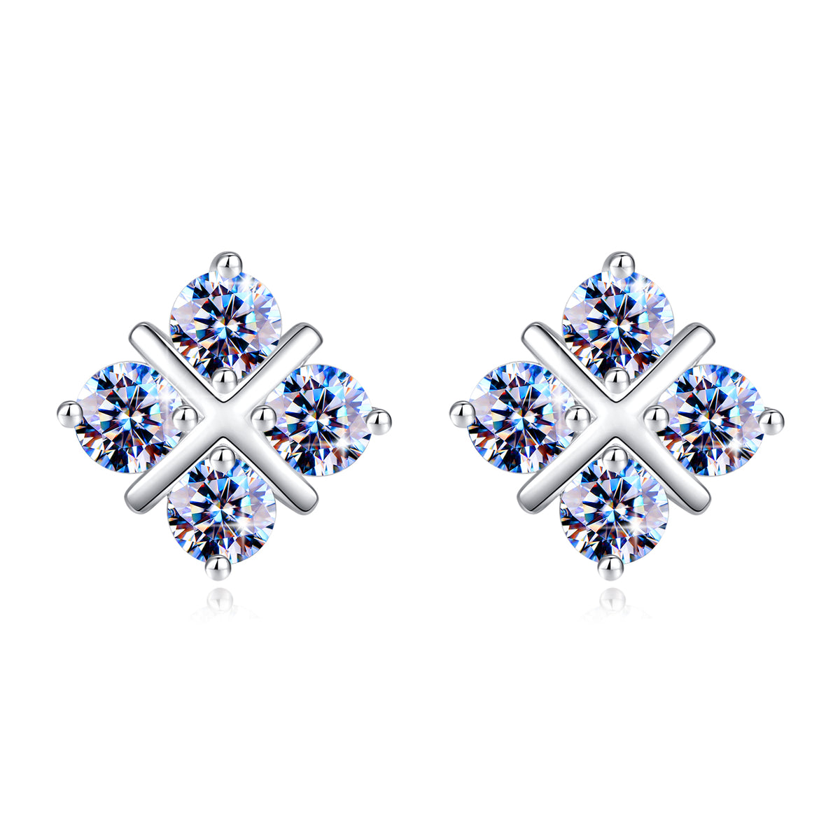 Handmade Sterling Silver Earrings Rhombus Moissanite Dangle With Gift Wrapped Box For Her Woman Wife Girlfriend Daughter Present For Birthday Valentine Wedding Anniversary