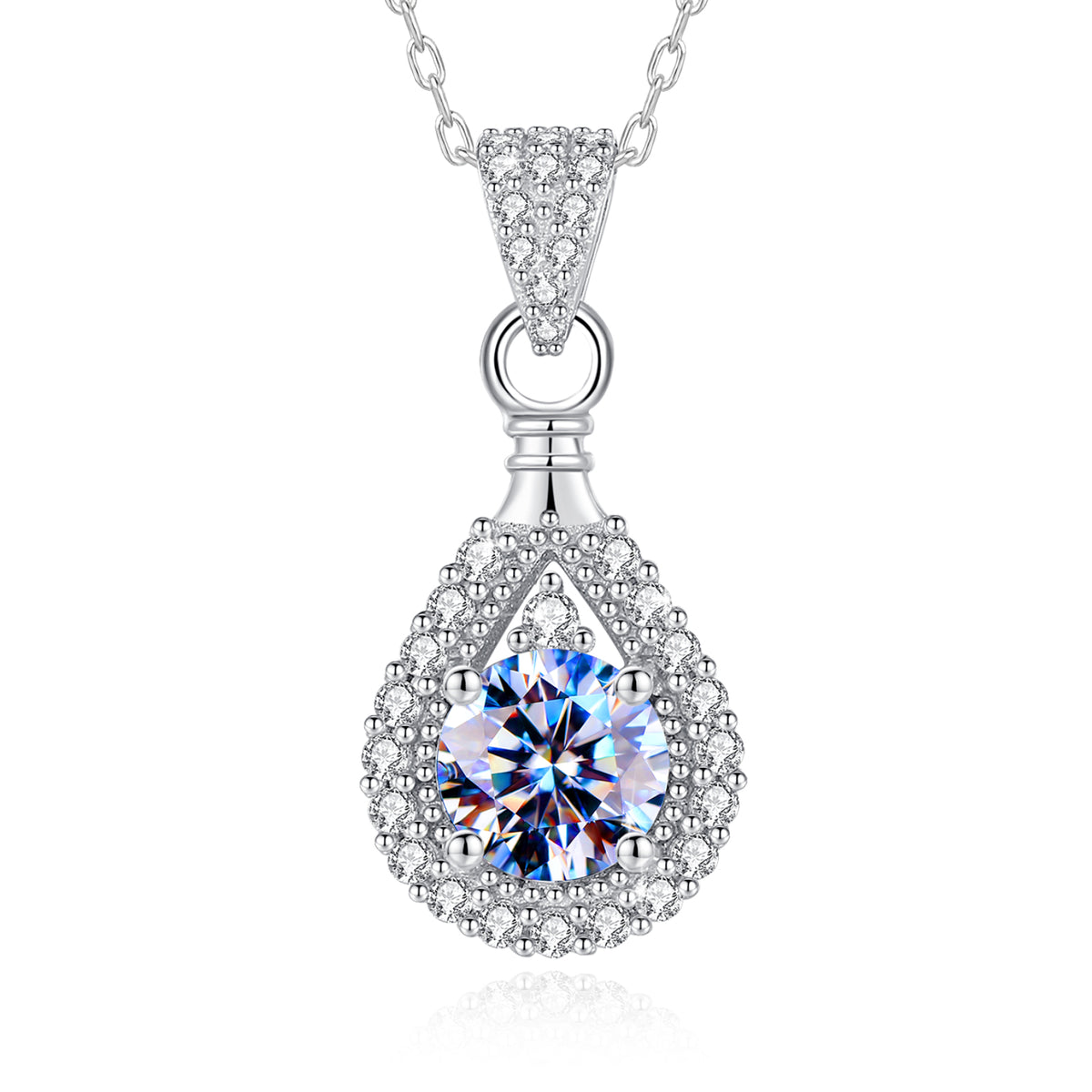 Attalen Handmade Sterling Silver Necklace Teardrop Classic Moissanite Pendant With Gift Wrapped Box For Her Woman Wife Girlfriend Daughter Present For Birthday Valentine Wedding Anniversary…