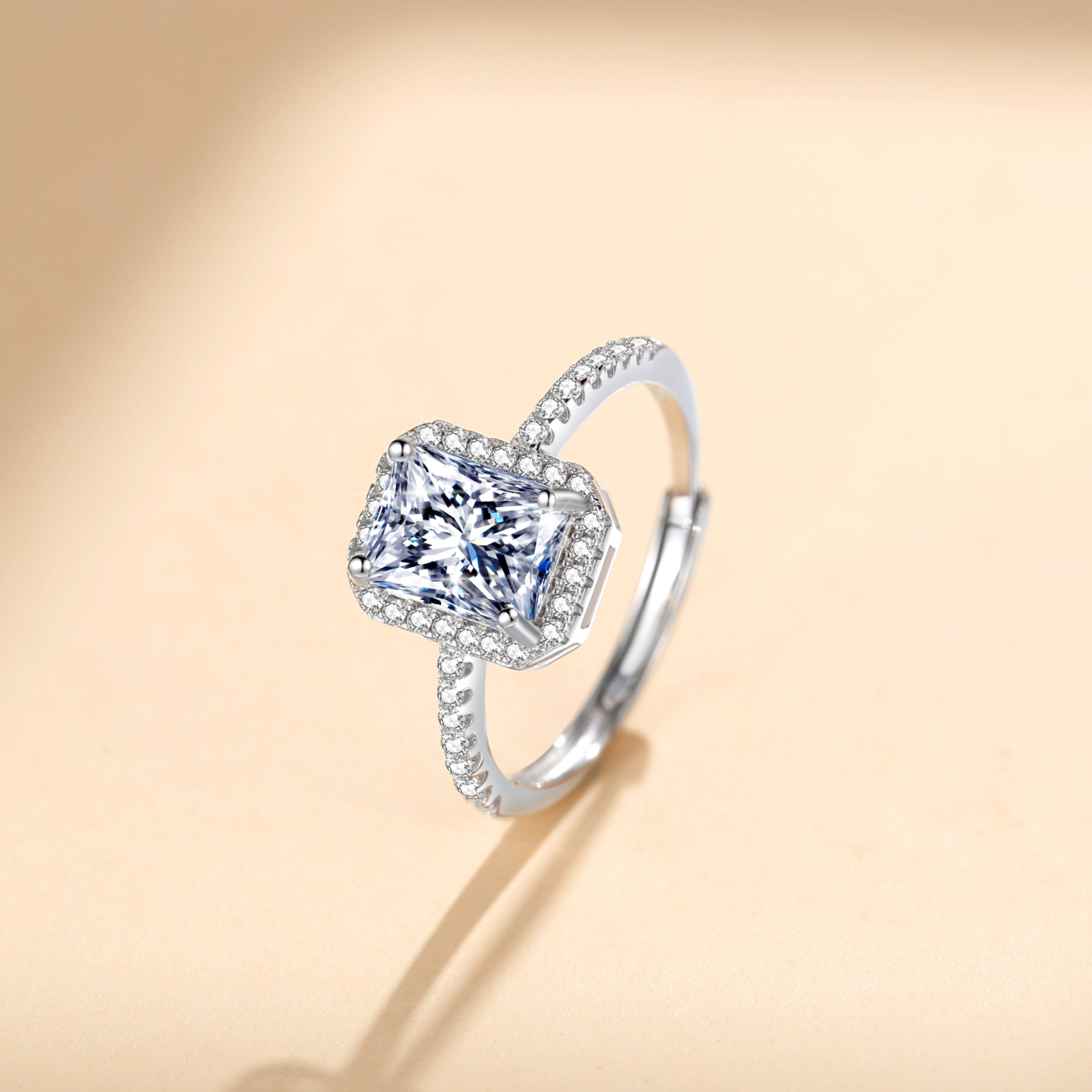 Handmade Sterling Silver Ring 2.0ct Oval Shape Moissanite Pavé Setting Proposal Solitaire With Gift Wrapped Box For Her Woman Wife Girlfriend Engagement Birthday Valentine Anniversary