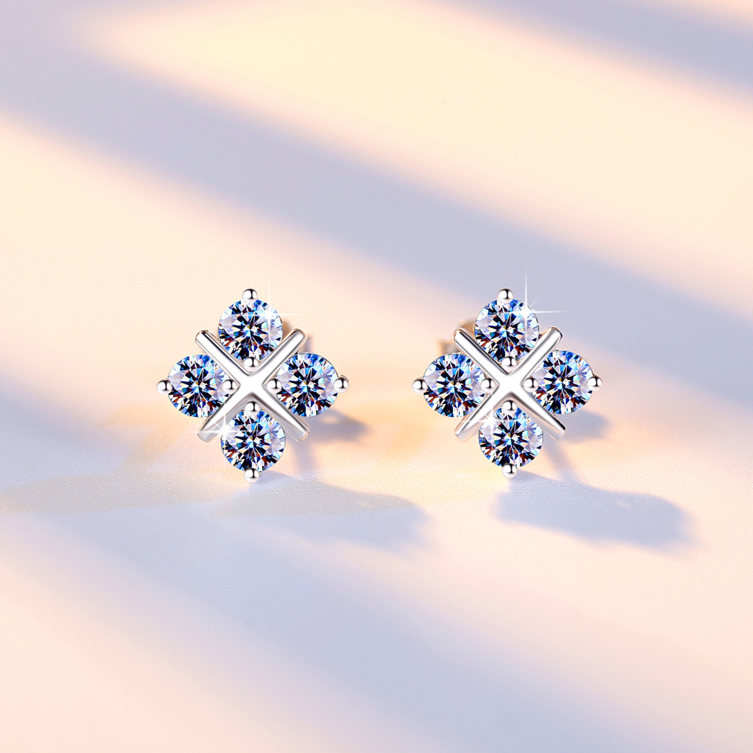 Handmade Sterling Silver Earrings Rhombus Moissanite Dangle With Gift Wrapped Box For Her Woman Wife Girlfriend Daughter Present For Birthday Valentine Wedding Anniversary