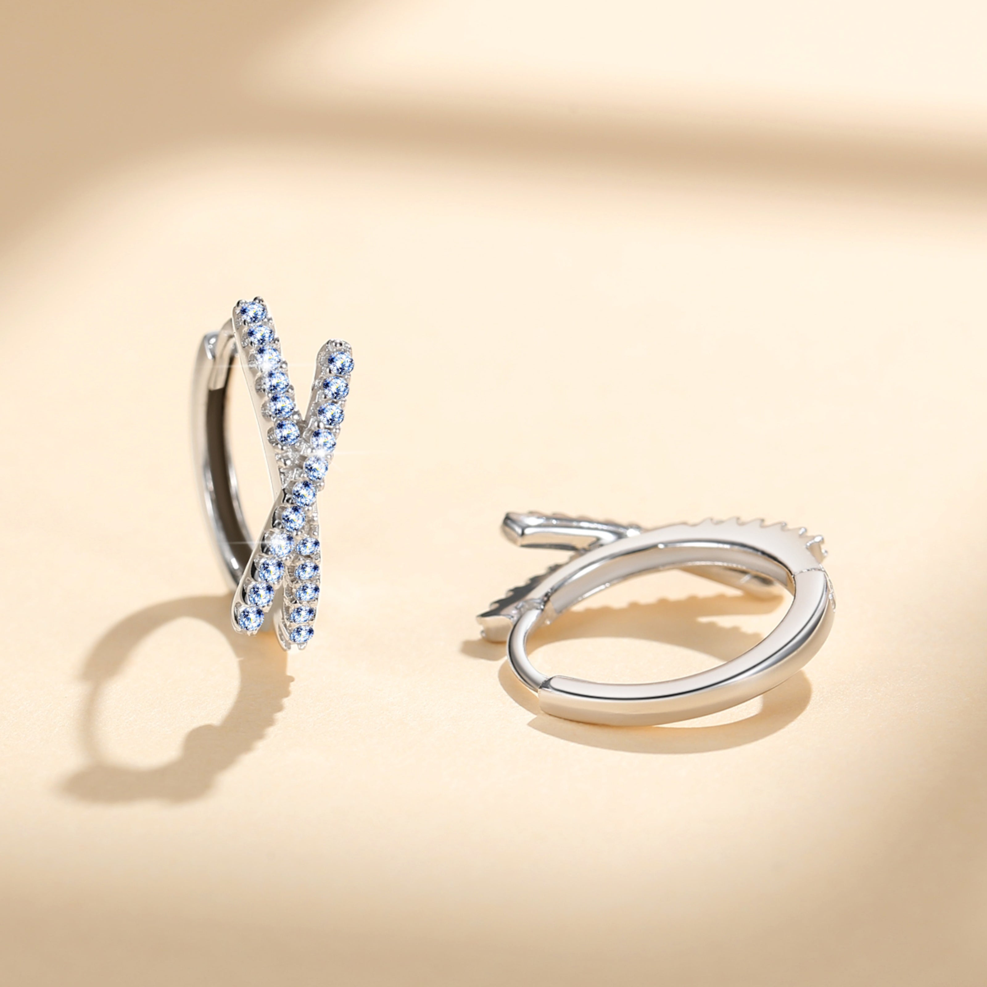 Handmade Sterling Silver Earrings Moissanite Intertwined Threads Clips With Gift Wrapped Box For Her Woman Wife Girlfriend Daughter Present For Birthday Valentine Wedding Anniversary