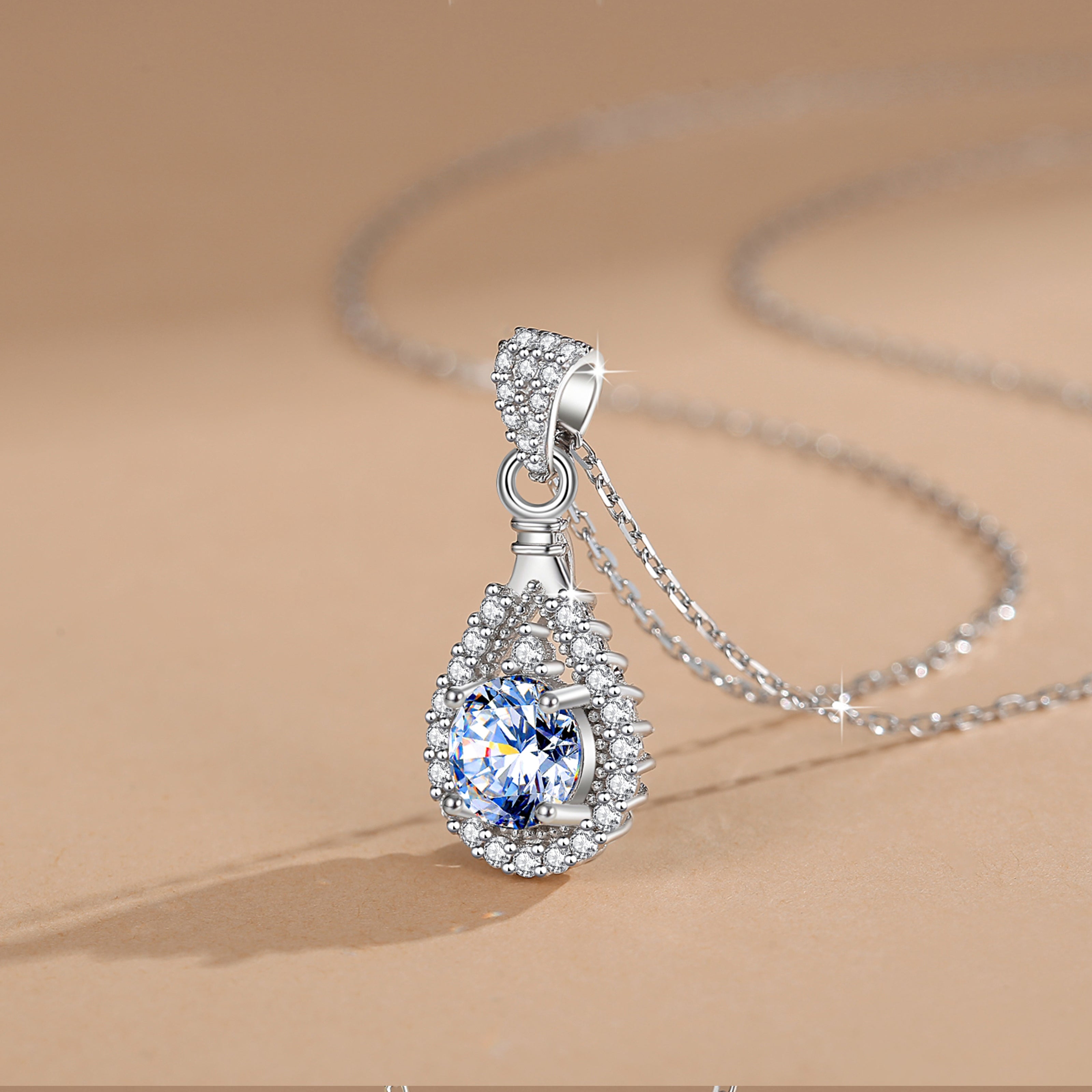 Attalen Handmade Sterling Silver Necklace Teardrop Classic Moissanite Pendant With Gift Wrapped Box For Her Woman Wife Girlfriend Daughter Present For Birthday Valentine Wedding Anniversary…