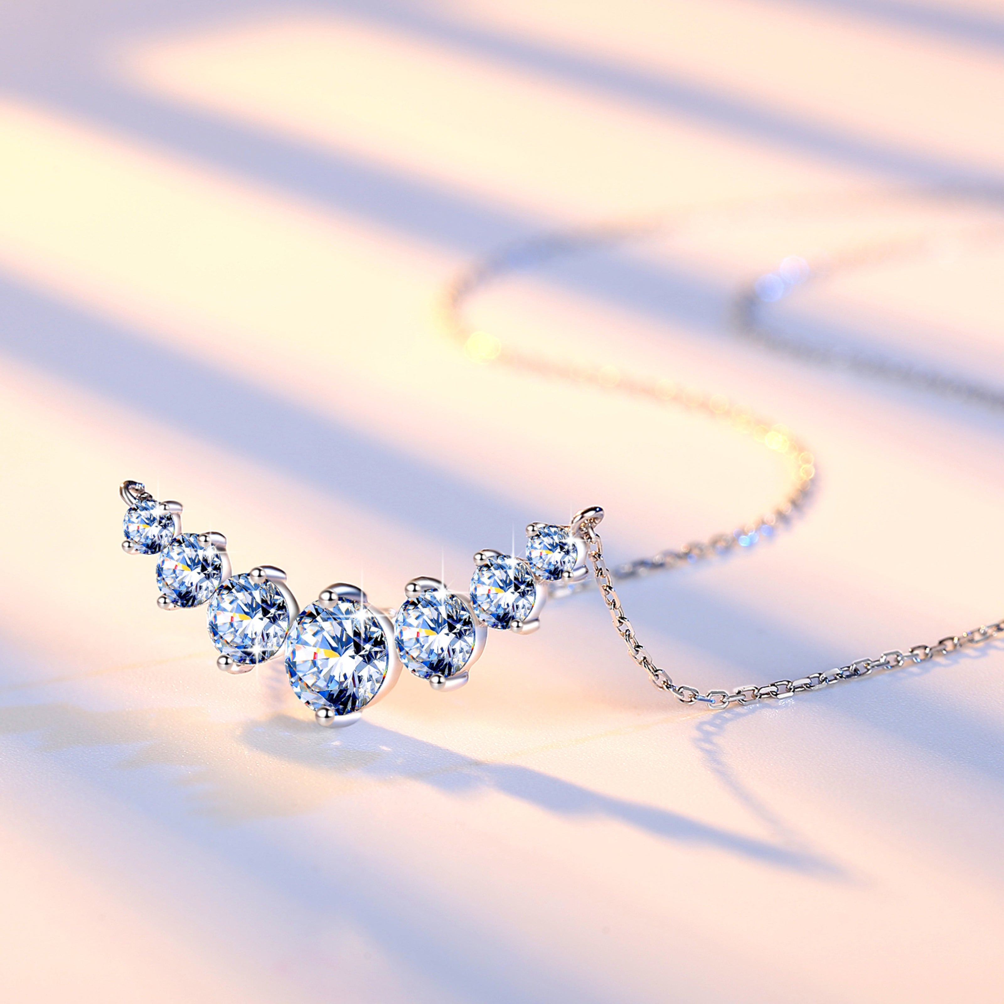 Handmade Sterling Silver Necklace 2.8 Carat Princess Smile Moissanite Pendant With Gift Wrapped Box For Her Woman Wife Girlfriend Daughter Present For Birthday Valentine Wedding Anniversary