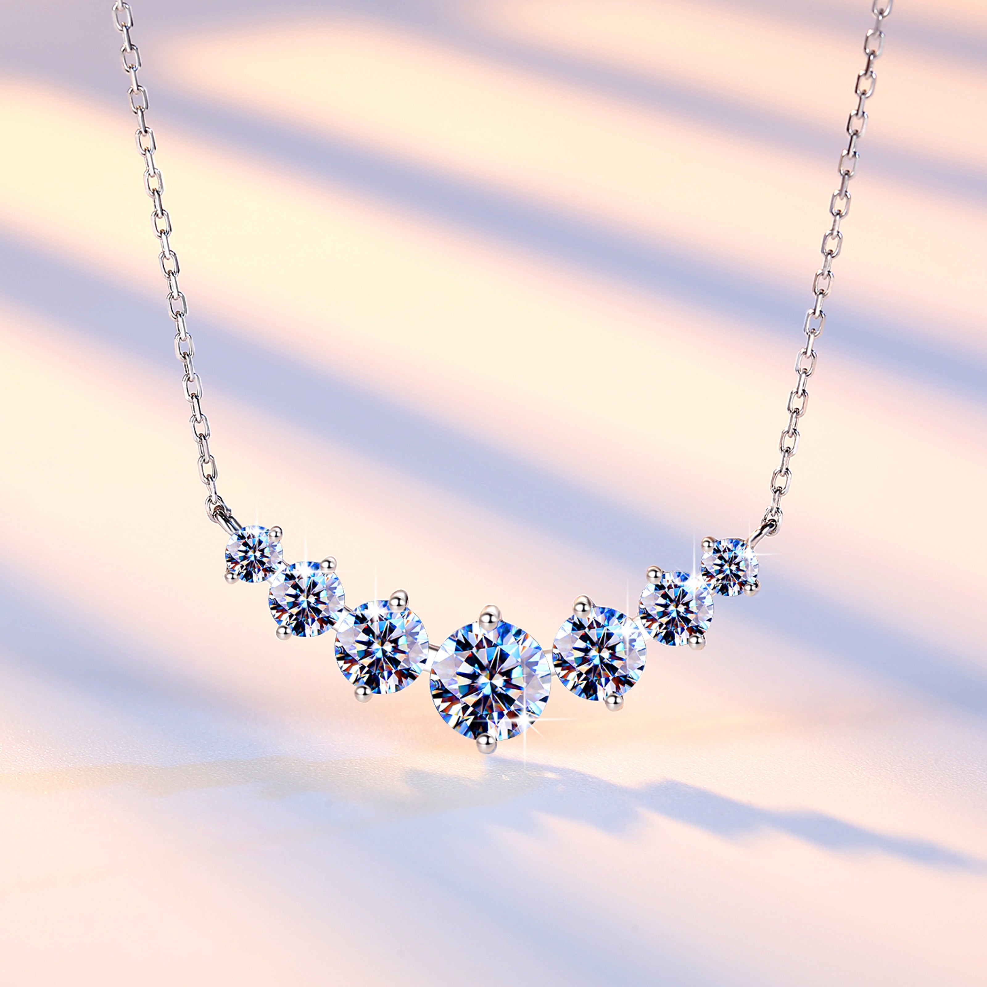 Handmade Sterling Silver Necklace 2.8 Carat Princess Smile Moissanite Pendant With Gift Wrapped Box For Her Woman Wife Girlfriend Daughter Present For Birthday Valentine Wedding Anniversary