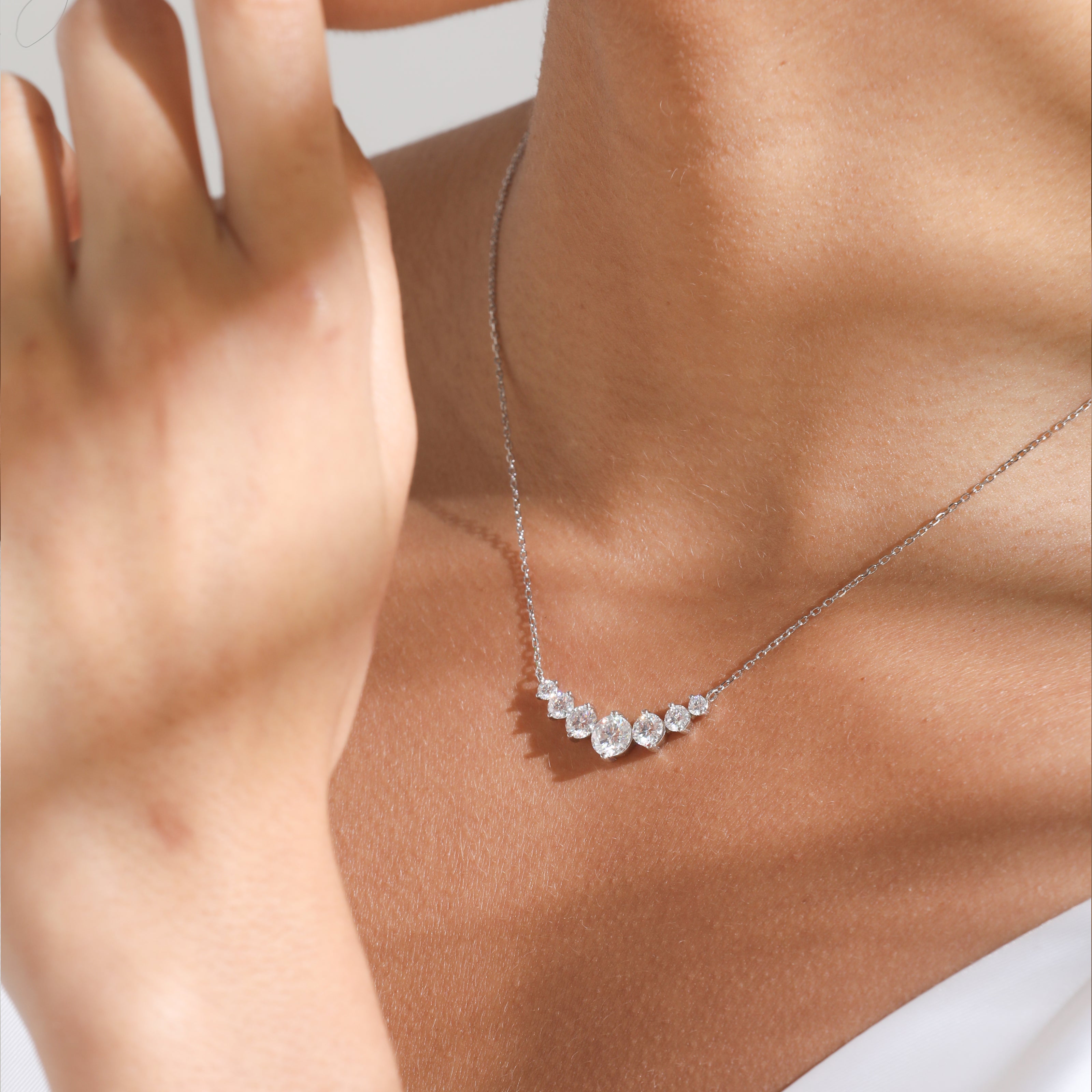 Handmade Sterling Silver Necklace 2.8 Carat Princess Smile Moissanite Pendant With Gift Wrapped Box For Her Woman Wife Girlfriend Daughter Present For Birthday Valentine Wedding Anniversary
