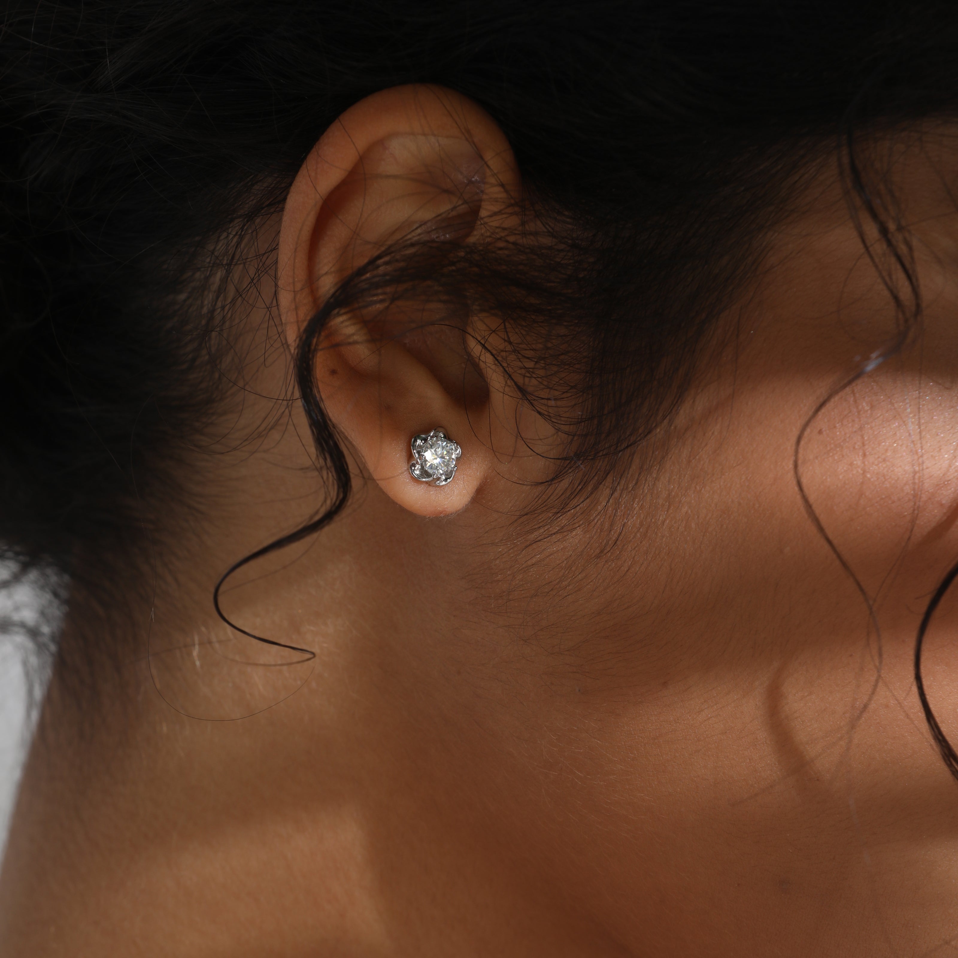 Handmade Sterling Silver Earrings Moissanite Flower Shape Stud With Gift Wrapped Box For Her Woman Wife Girlfriend Daughter Present For Birthday Valentine Wedding Anniversary