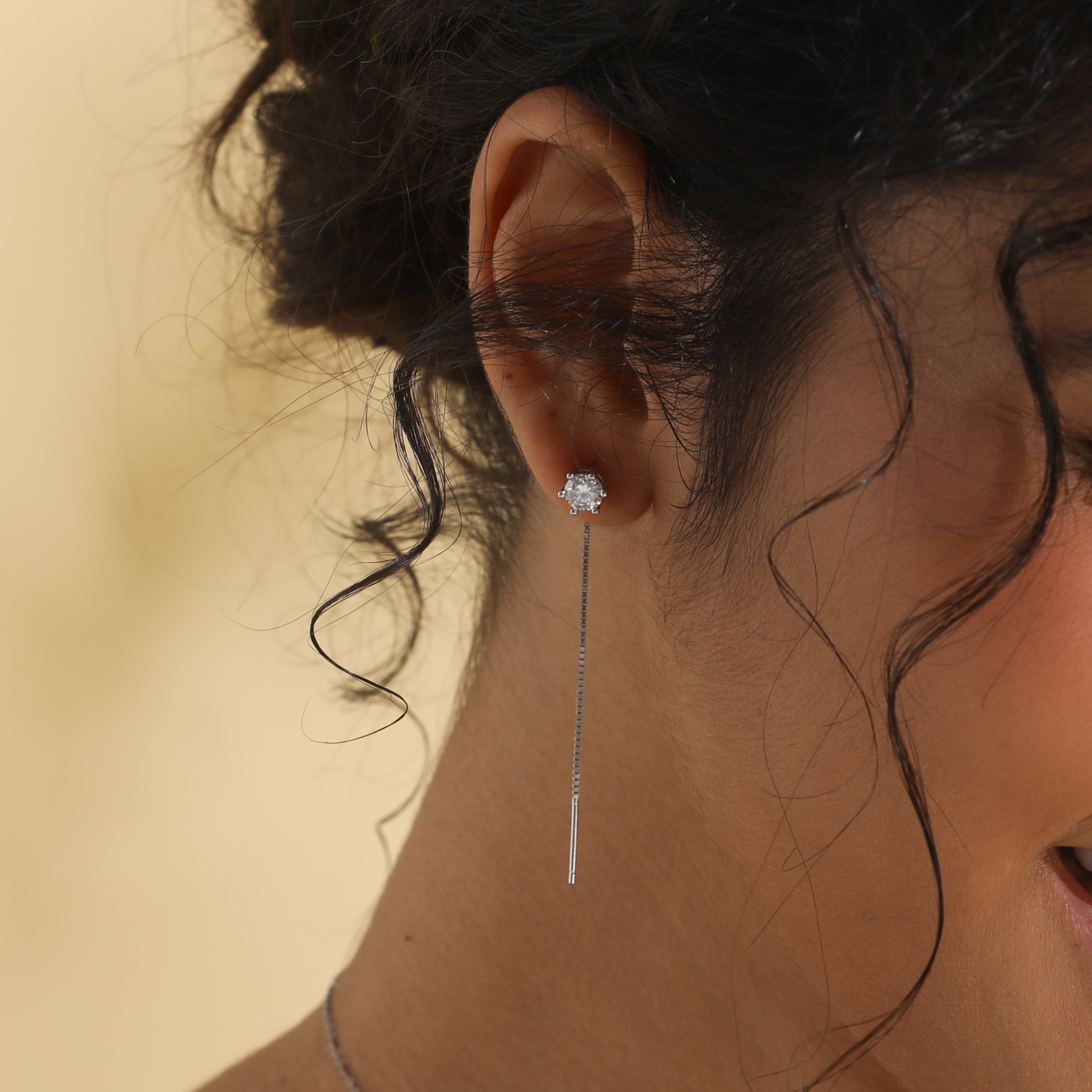 Handmade Sterling Silver Earrings Moissanite Long Tassel Drop Studs With Gift Wrapped Box For Her Woman Wife Girlfriend Daughter Present For Birthday Valentine Wedding Anniversary