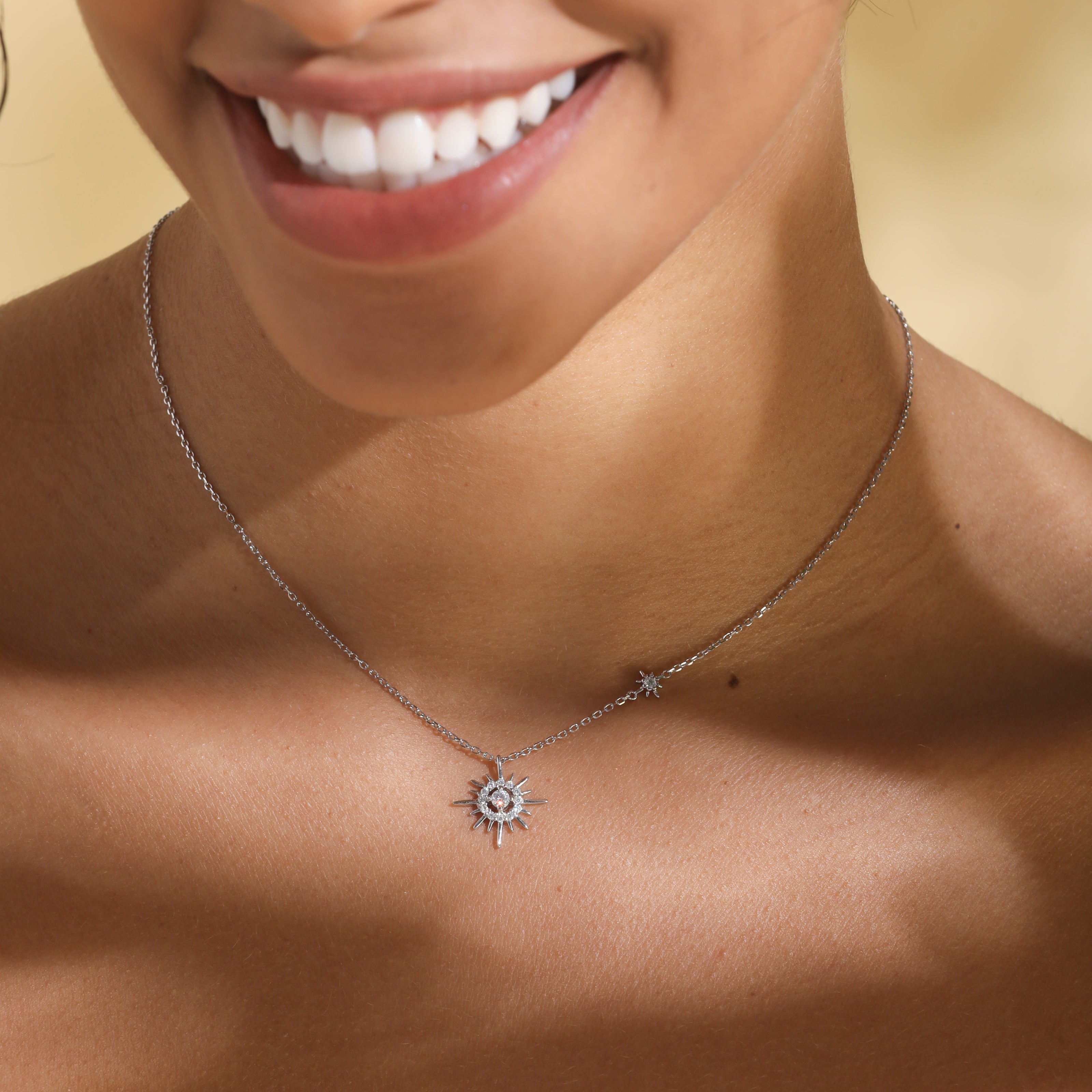 Handmade Sterling Silver Necklace Polaris Moissanite Pendant With Gift Wrapped Box For Her Woman Wife Girlfriend Daughter Present For Birthday Valentine Wedding Anniversary