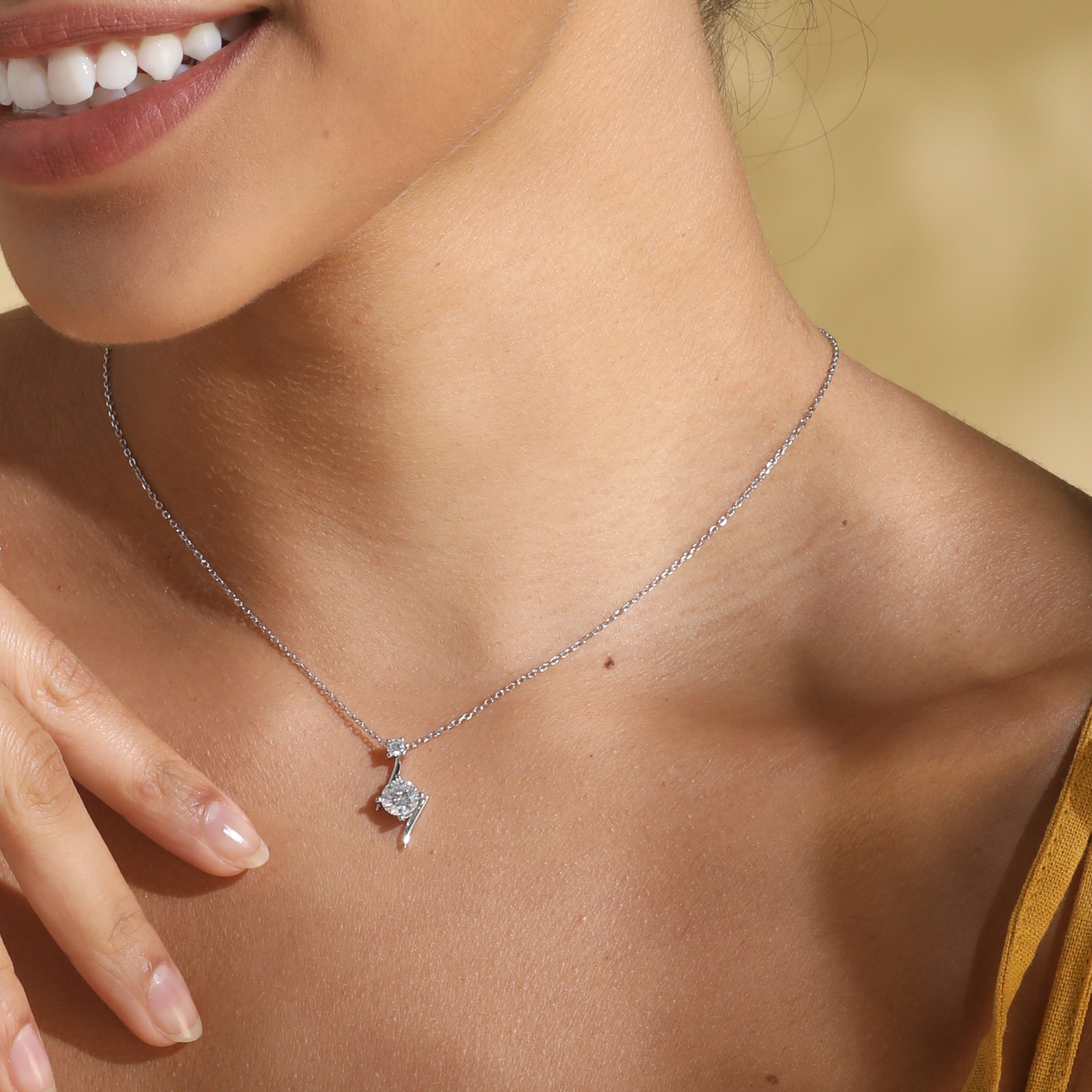 Handmade Sterling Silver Necklace Lightning Moissanite Pendant With Gift Wrapped Box For Her Woman Wife Girlfriend Daughter Present For Birthday Valentine Wedding Anniversary